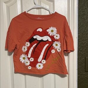 The Rolling Stones Orange Kids Tee with Floral Graphic
